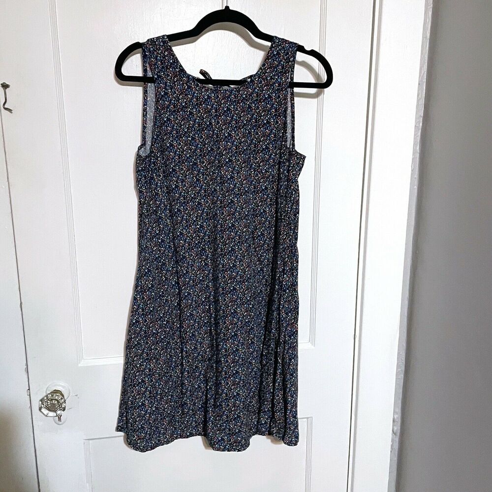 GAP Sleeveless Swing Tank Midi Rayon Dress Paint Splatter Ditzy Pockets Sz S